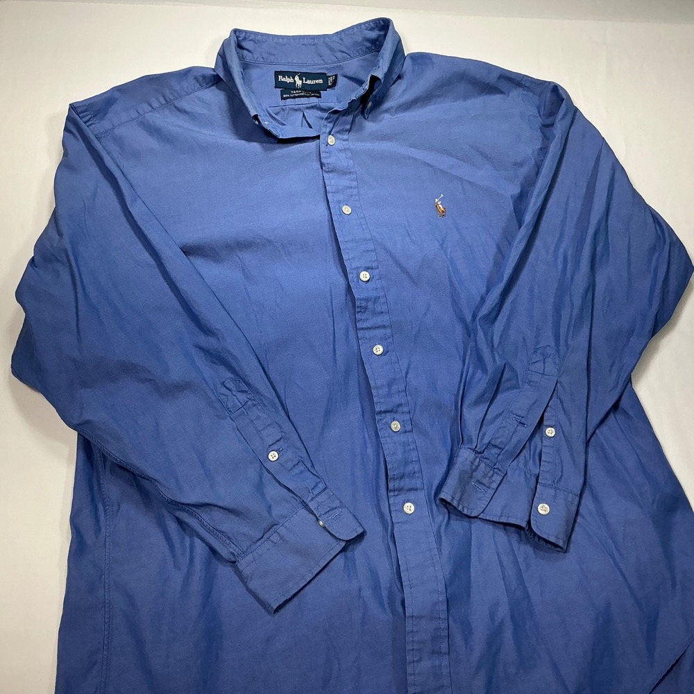Ralph Lauren Yarmouth Blue Oxford Button Down Long Sleeve‎ Shirt Mens